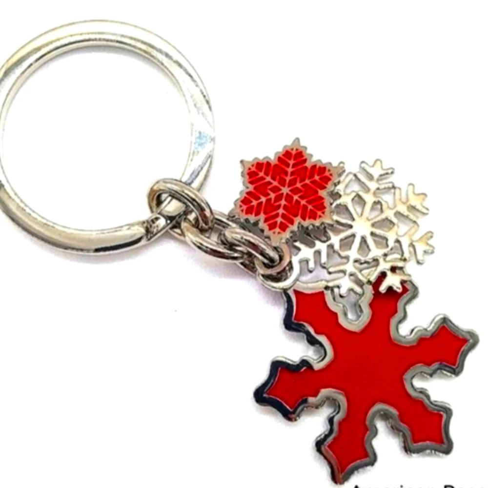 $68 COACH Vintage Red Enamel Multi Snowflake Keychain Fob Rare Purse Charm-#7321 - Picture 1 of 4